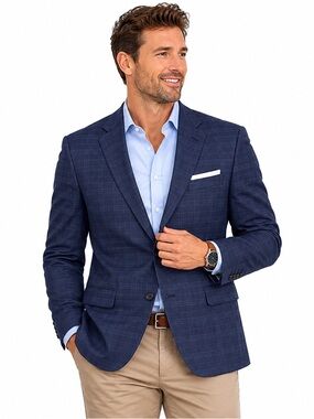 Hickey Freemen Mens Suit Jacket Blazer Size 40R 33S Sports Coat Plaid Classic